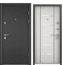 Дверь Торекс ULTIMATUM MP ЭП Черный шелк / рисунок КВ-27П + ПВХ Шамбори белое