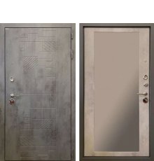 Дверь Ратибор Тетрис 3К Зеркало бетон тёмный / бетон светлый